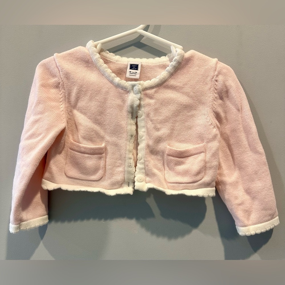 Janie and jack cropped cardigan pink size 18-24 months